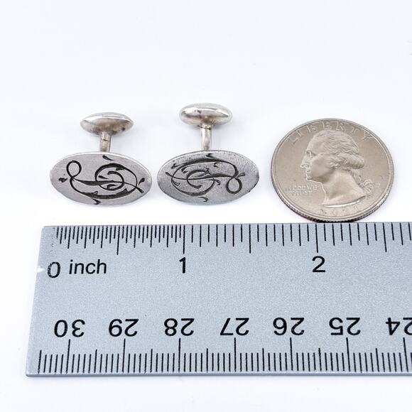 Vintage Sterling Silver 925 D Monogram Cuff Links - Picture 5 of 6